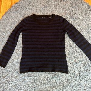 Aspesi Navy Black Striped 100% Cashmere Sweater Size S